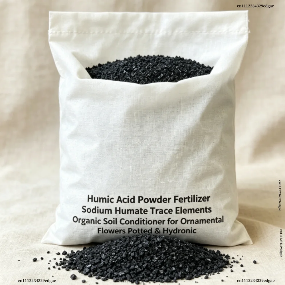 Organic Sodium Humate Humic Acid Powder Trace Elements Fertilizer for Plants, Potted & Hydroponic