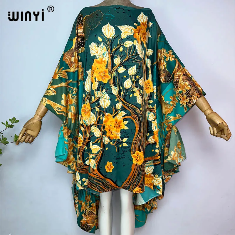 Kobiety WINYI boho letnia moda wieczorowa impreza plażowa Africa Lady kaftan wakacje z jednym dekoltem seksowna elegancka okrycie plażowe sukienka