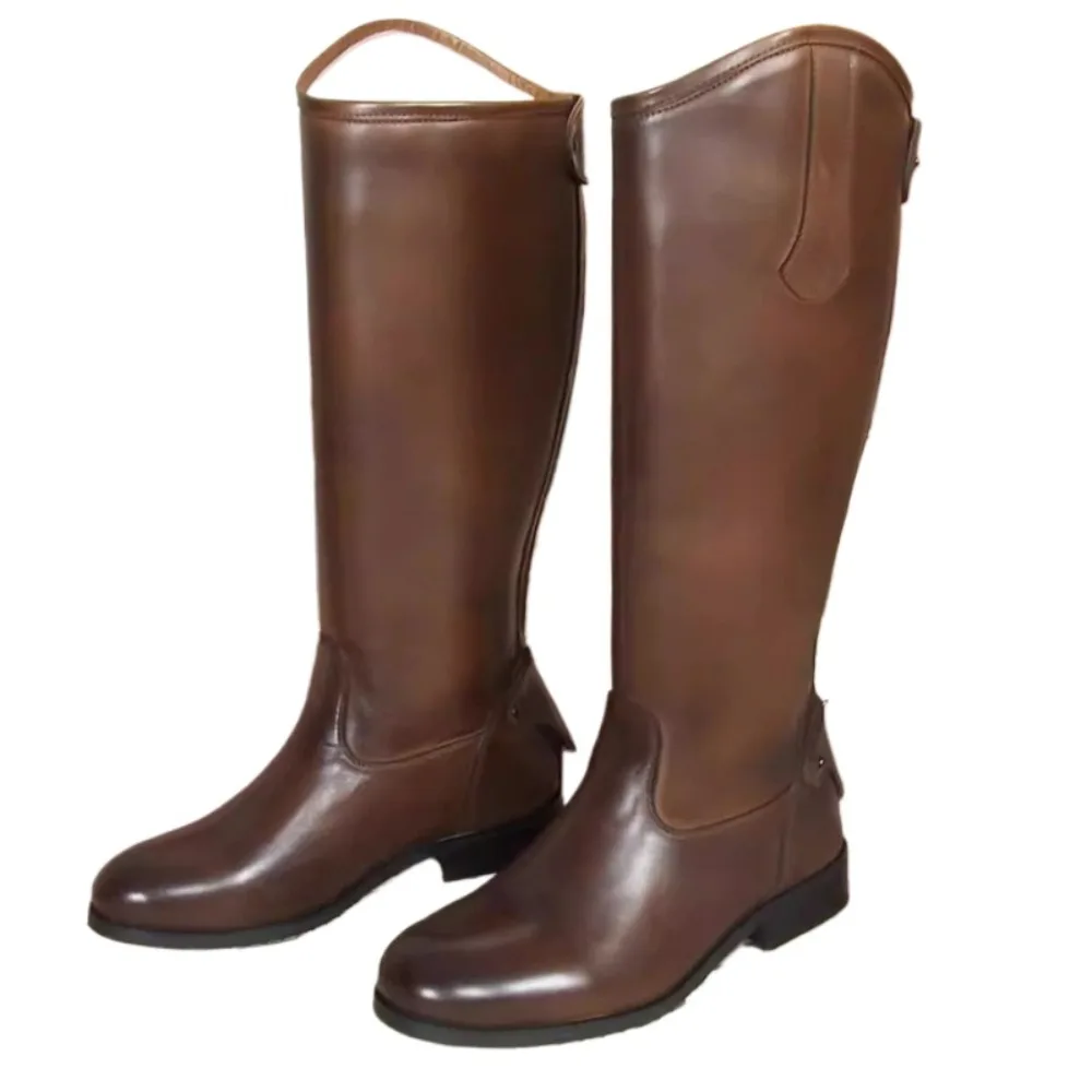 Fashion Men's Cow Genuine Leather Honor Guard Riding Boots Equestrian Western Long Knee-high Knight Boots back zipper