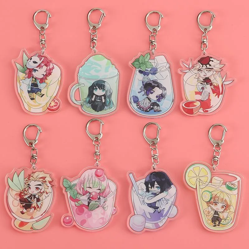 Demon Slayer Tokitou Muichirou Kochou Shinobu Rengoku Kyoujurou Keychain Anime Peripheral Cute Cartoon Pendant Kawaii Goods New