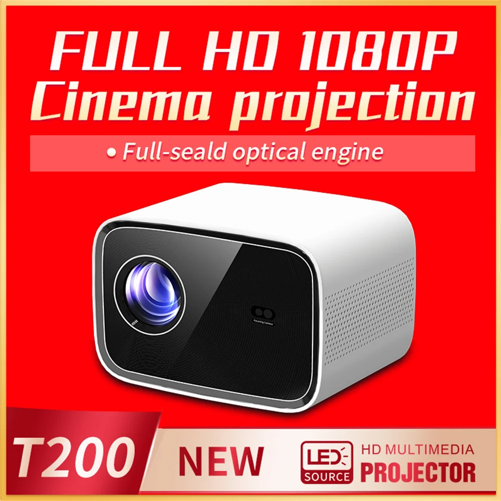 Портативный проектор TOPRECIS T200, 4K, Android 12, Wi-Fi, 8 дюймов, Bluetooth, 1080P