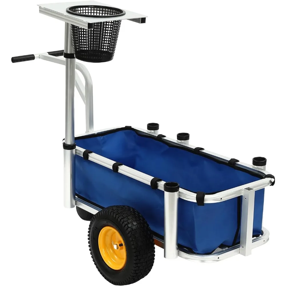 

outdoor fishing cart, aluminum frame and trolley folding garden beach cart outdoor camper with 4 holes and wheels capacity 176.4