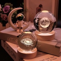 6/8cm Saturn Solar System Crystal Ball Luminous Crystal Glass Sphere Exquisite Decorative Balls Desktop Ornament Creative Gifts