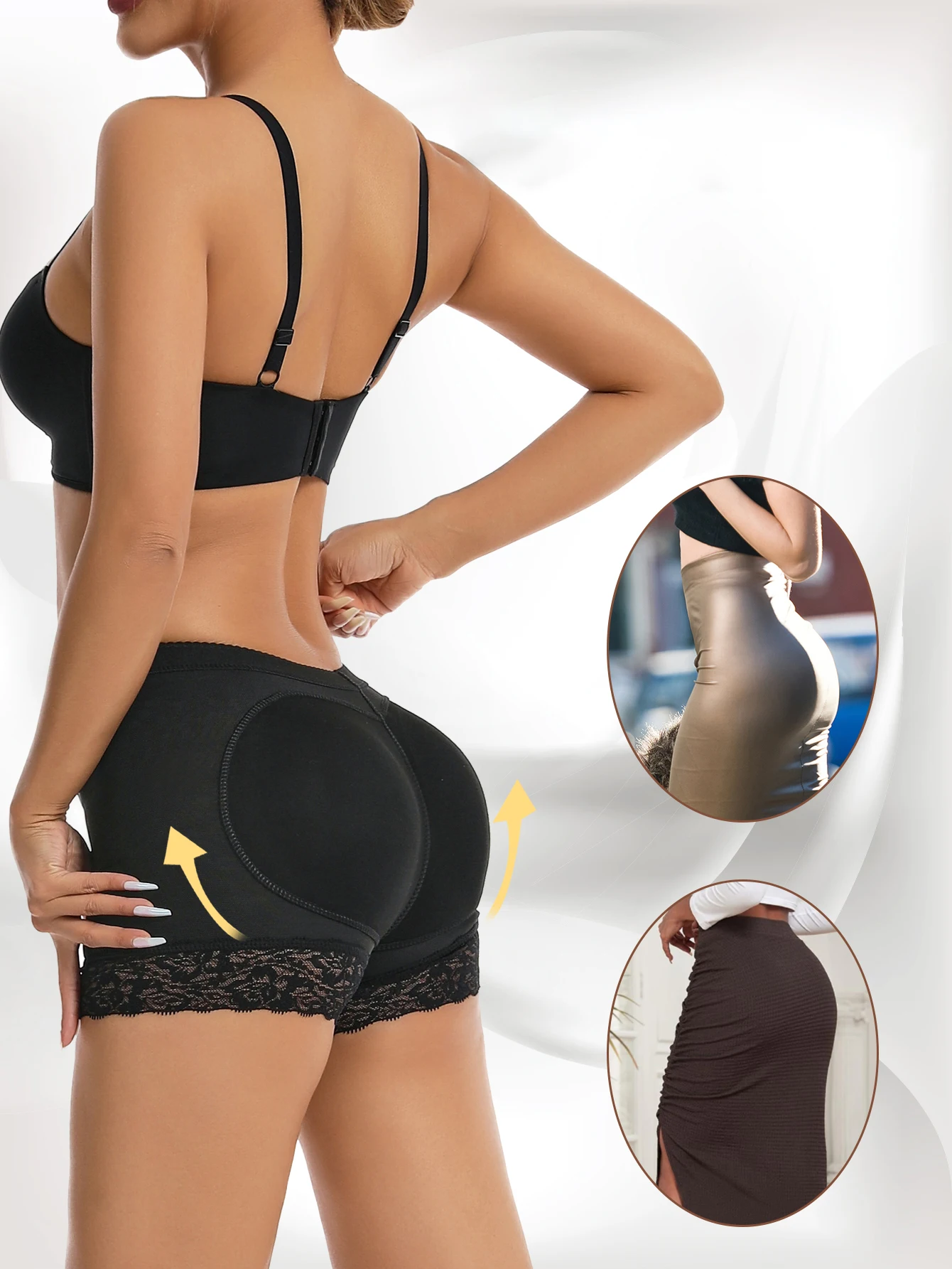 5 قطعة النساء بعقب رافع اللباس الداخلي وهمية الأرداف محدد شكل الجسم مبطن اللباس الداخلي سيدة رفع بوم عالية الخصر البطن تحكم الورك سراويل