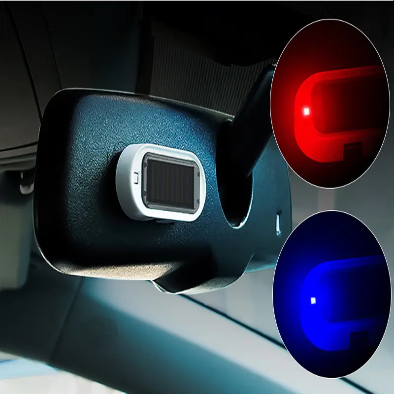 Car LED Solar Powered Fake Security Light Simulated Dummy Alarm Wireless Warning Anti-Theft Caution Lamp Flashing Imitation2Pcs - 2