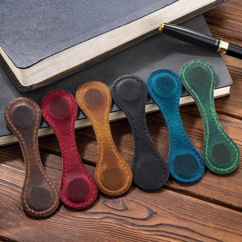 Leather Magnetic Bookmark, Leather Bookmark, Magnet Bookmarks, Handmade, 3Pcs Multicolor Durable About 10 X 3Cm