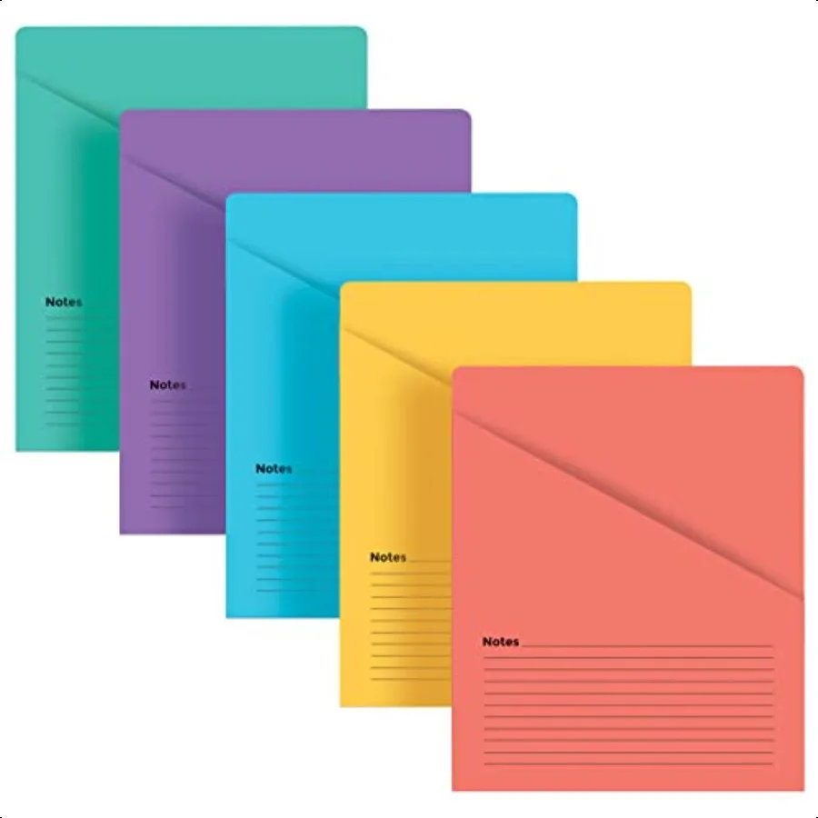 

Lined Vertical Slash Pocket File Folders 25 Pack Assorted Colors Letter Size Slash File Jacket with Notes on Front Back Half Po