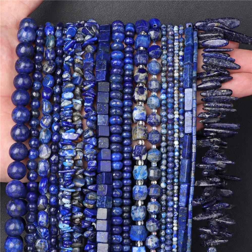 45 Styles Natural Lapis Lazuli Beads Blue Round Rondelle Faceted Loose Spacer Stone Bead For Jewelry Making Accessories Supplies