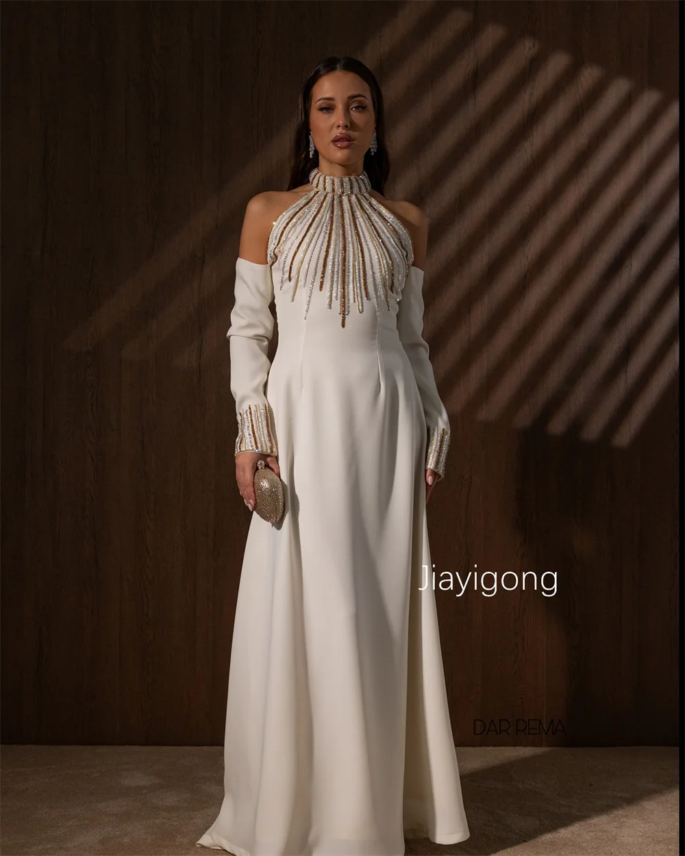 Personalizado requintado jérsei plissado lantejoulas padrão a linha halter longo vestidos de baile sob medida ocasião alta qualidade