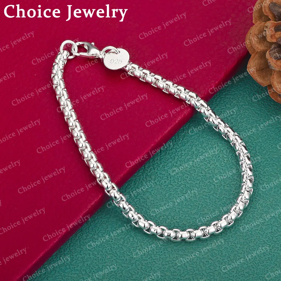 

Тонкие браслеты из стерлингового серебра 925 пробы, 4 мм, для женщин и мужчин, подарок на годовщину, популярный модный тренд для вечеринок