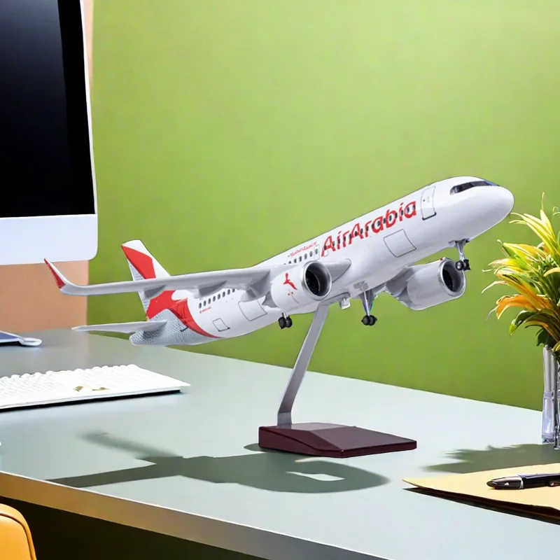 

47CM 1/80 Airplane A320 AirArabia Arabia Airlines Model Toy Light & Wheel Landing Gear Diecast Resin Plane Model