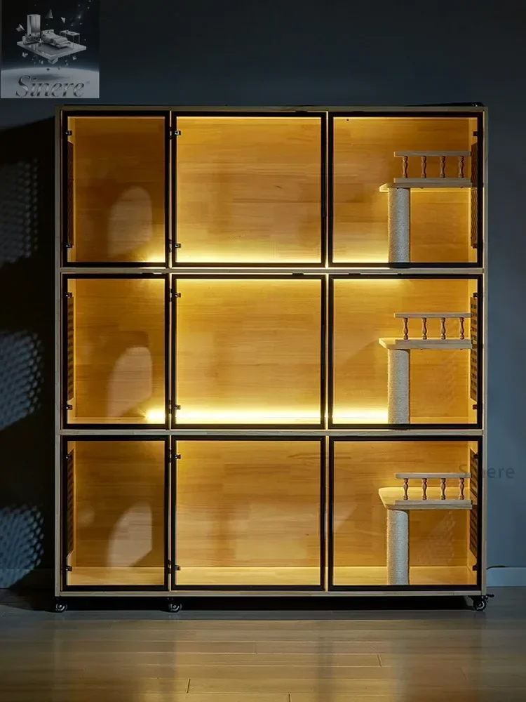 

Breeding cat c Three-layer breeding Solid wood villa foster breeding cPet store Display cabinet