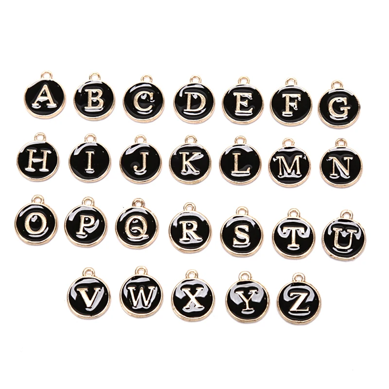26Pcs Alphabet Letter Charms Set Initial Bracelet Jewelry DIY Craft Making Gold Plated Copper Mini Pendants For Crafts