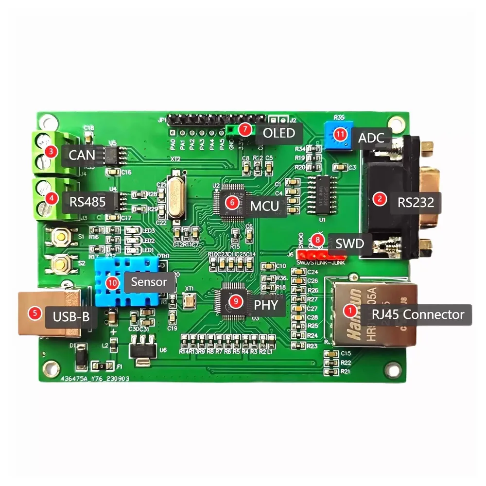 MODBUS TCP Development Board Ethernet Web Server Integrated TCP/IP Stack MCU Industrial Control Module RS485 CAN