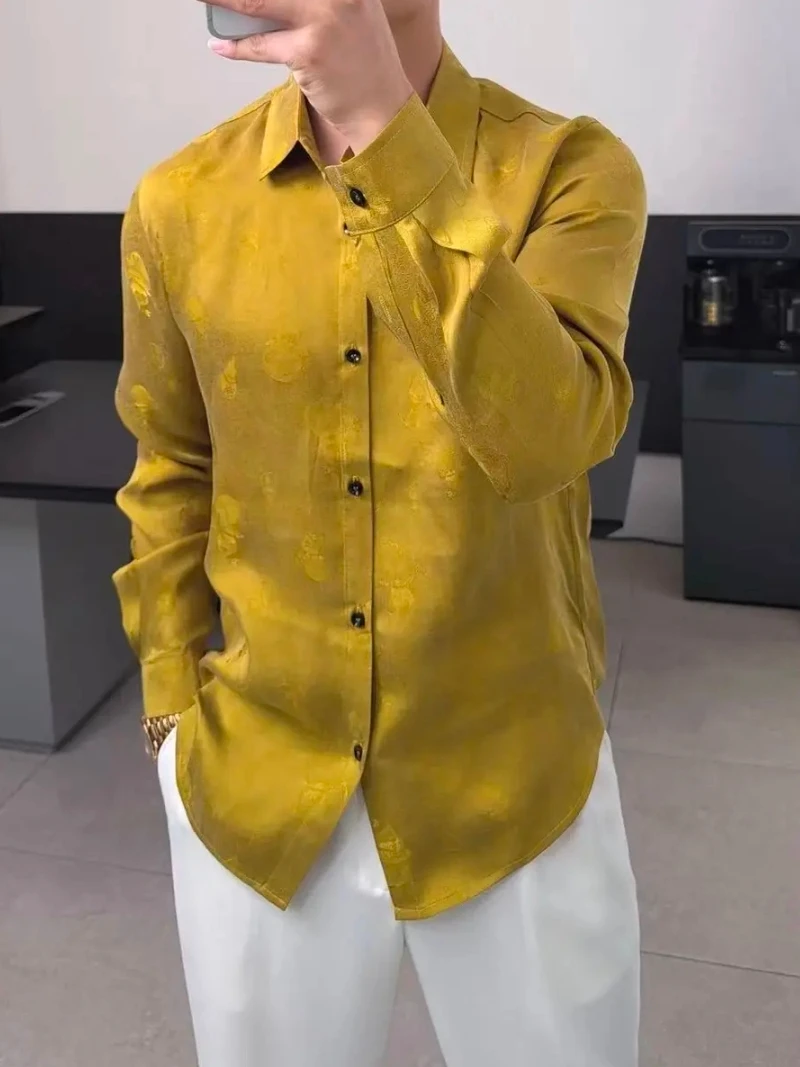 

Высококачественная мужская рубашка с длинным рукавом HD80 для весны и осени, модная, универсальная, премиум-класса, элегантная, приталенного кроя, на пуговицах