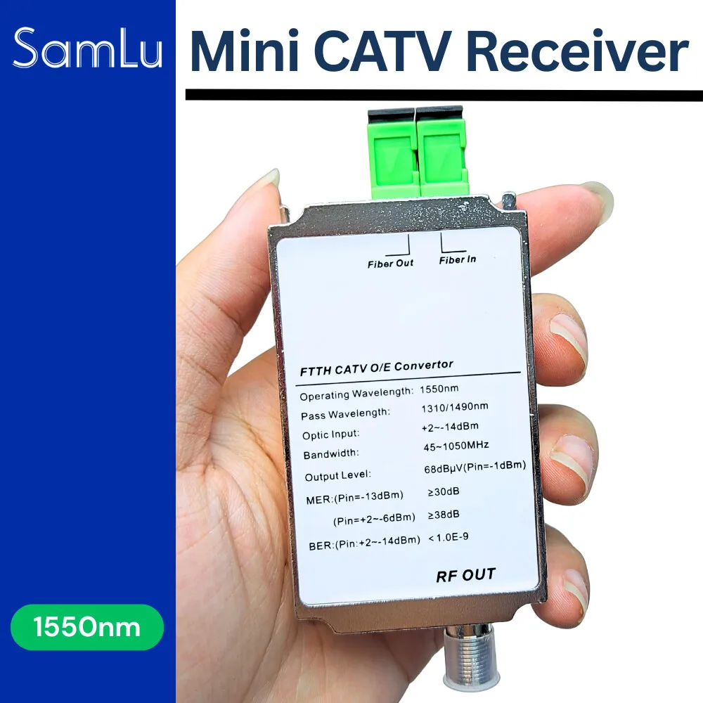 CATV Mini FTTH Receiver Fiber Optical WDM Node 1310nm/1490nm/1550nm Without power RF Converter Triplexer Minimode Indoor AGC