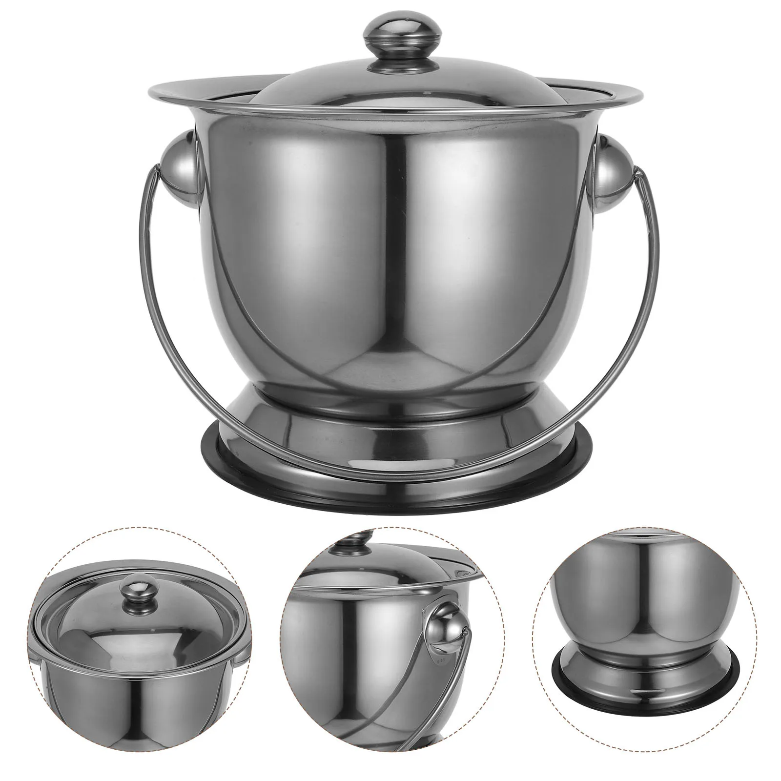 

Stainless Steel Chamber Pot Portable Toilet Lid Bedside Urinal Pee Pot Urinal Adult Elderly Pregnant Women