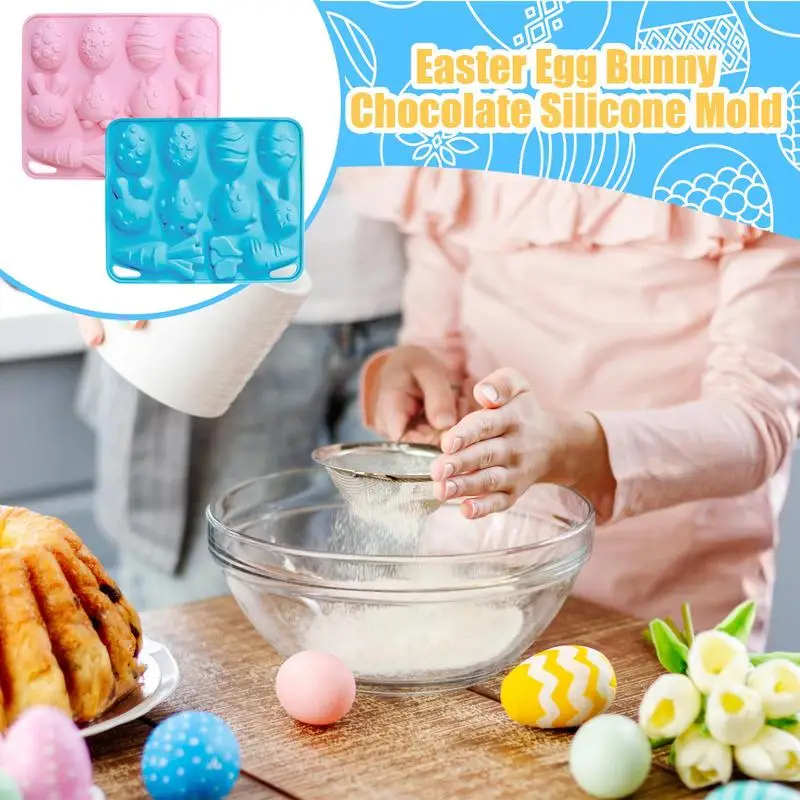 Bunny Silicone Mold Bunny Egg Chocolate Mold Silicone Easter Mould Food Grade Non-Stick Baking Pan Carrot Cake Decoration