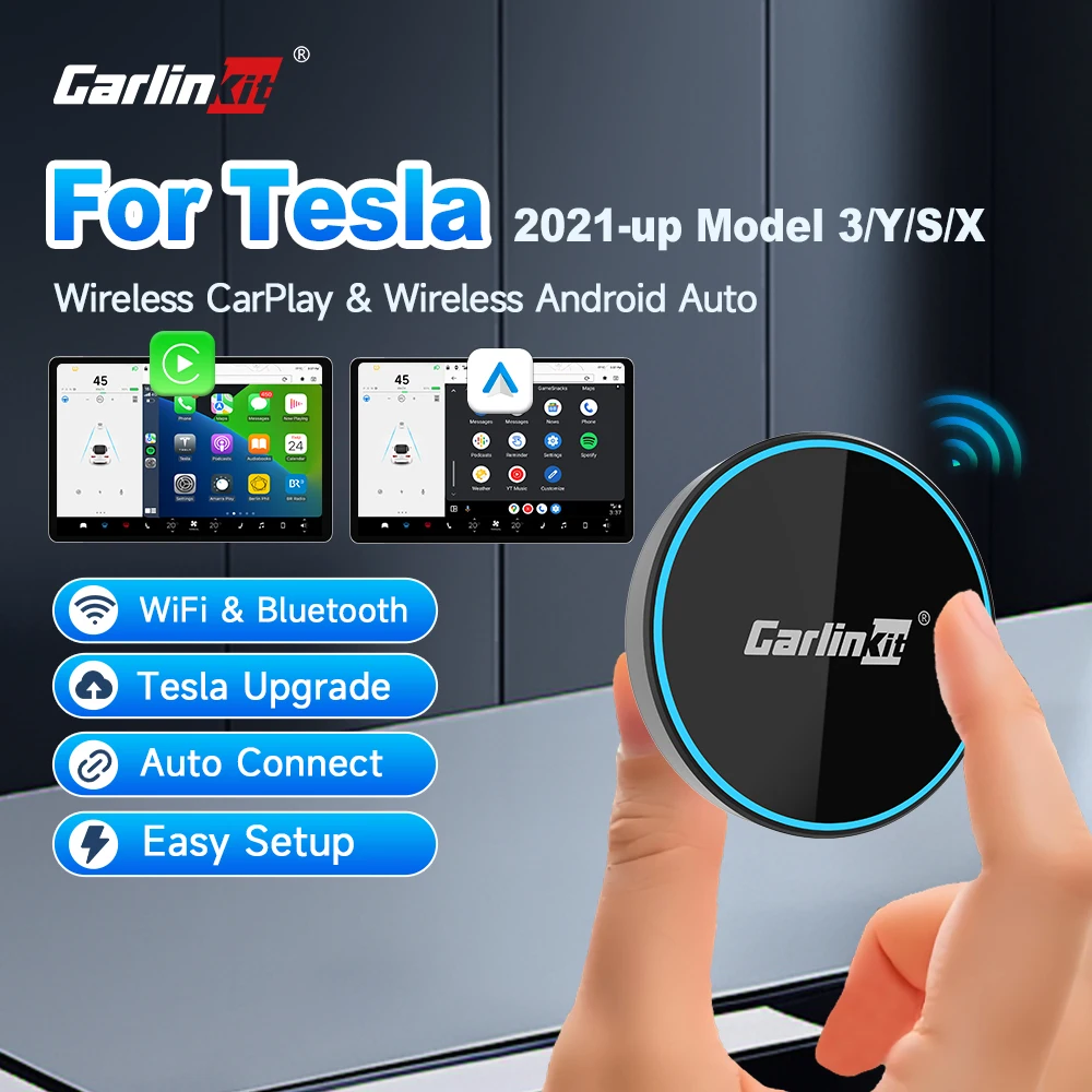 CarlinKit Wireless CarPlay Android Auto Adapter For Tesla 2021‑Up 5G WiFi Bluetooth Auto‑Connect Spotify Plug&Play OTA Update