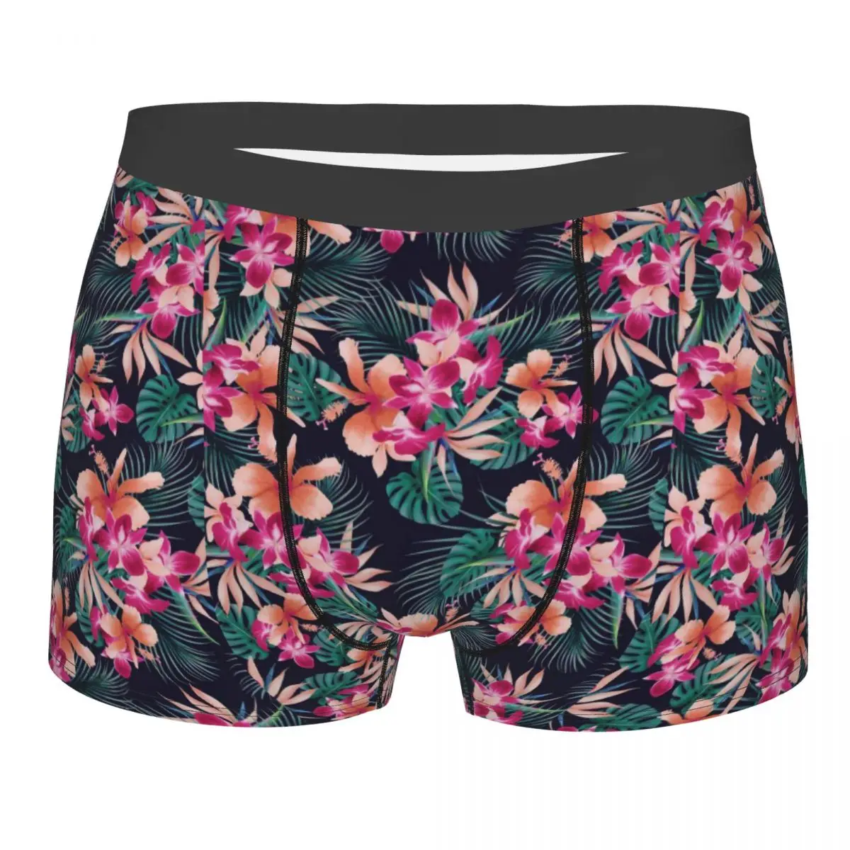 Men Flower Underwear Floral Plant Printed Boxer Briefs Shorts Panties Homme Soft Underpants Plus Size