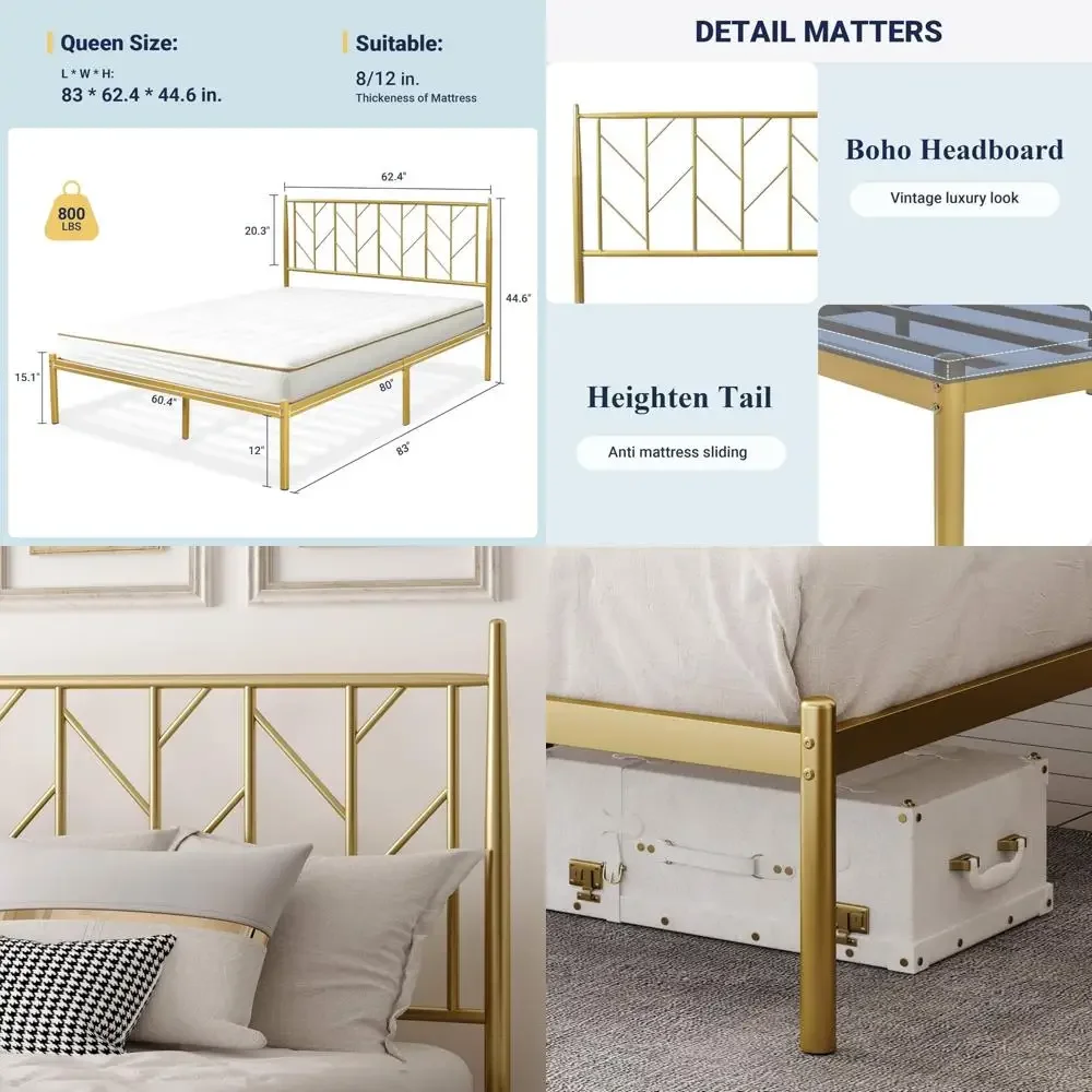 

Кровать-платформа Allewie размера Queen с винтажным изголовьем, металлическое основание для матраса высотой 14 дюймов с местом для хранения, без пружинного блока.