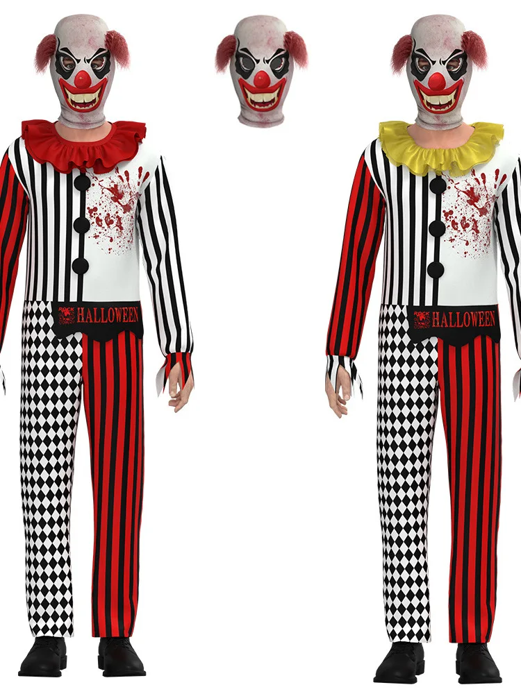 

Halloween Clown Cosplay Children's Jumpsuit Set One-Piece Suit Costume for Kids Party Performance Traditional Chinese Style