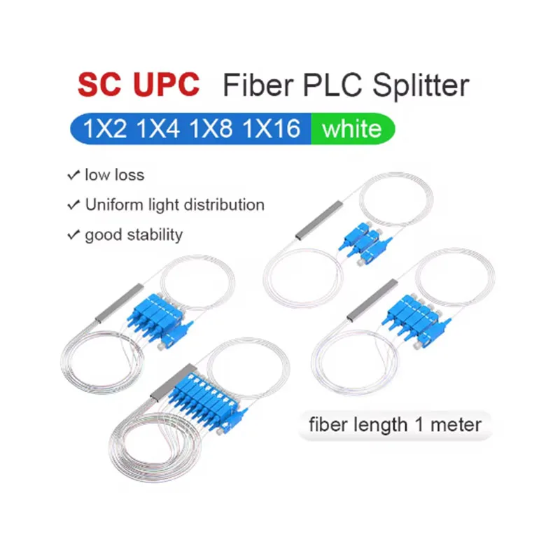 

Sc upc fiber optic splitter 1x2 1x4 1x8 1x16 steel tube type splitter 0.9mm,PLC splitter