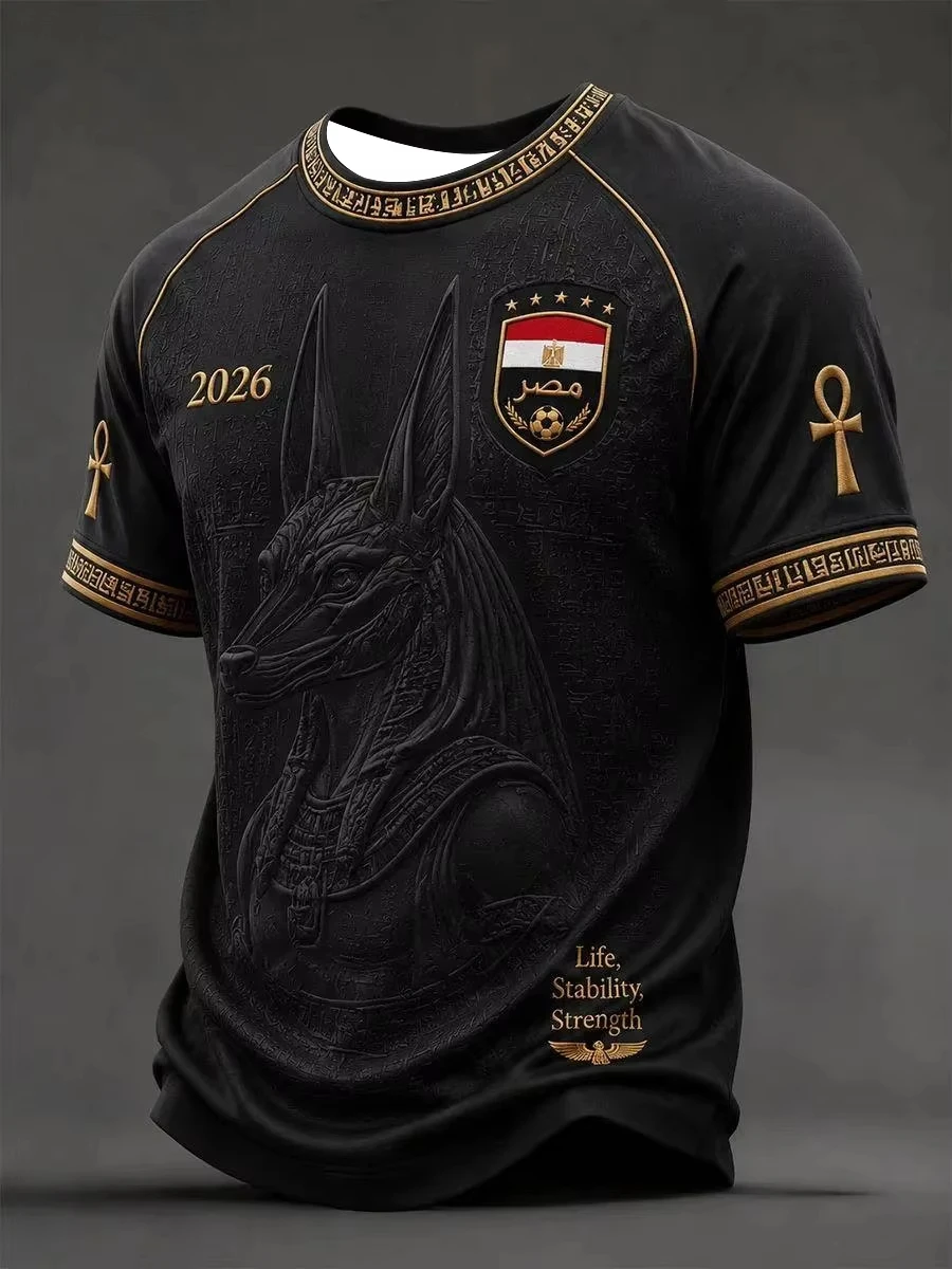 2026/27 Men's New Egyptian Football Training Shirt with 3D Print, Breathable and Moisture-Wicking T-Shirt for Family Use Y2k