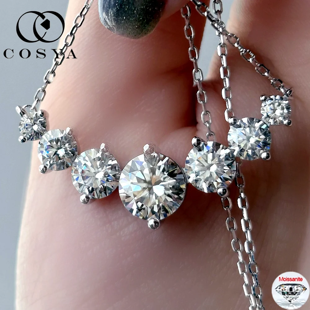 

COSYA Full Moissanite Pendant Necklace For Woman 100% S925 Sterling Silver D Color VVS1 Lab Diamond Sparkling Fine Jewelry