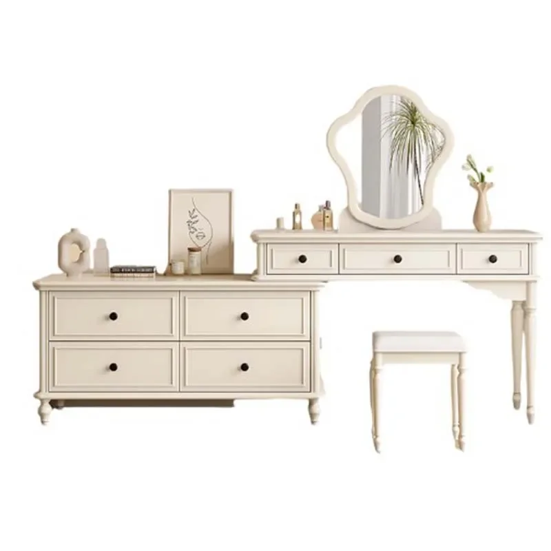 

Wood White Dressing Table Storage Luxury Desings Drawer Bedroom Dressers Mirror Princess Comoda Pra Quarto Furniture For Bedroom