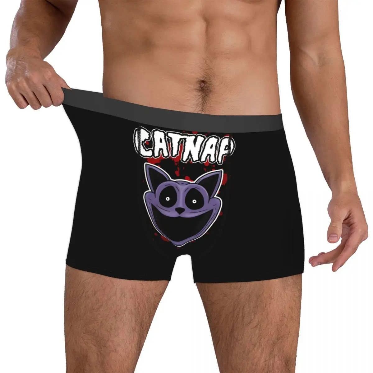 Men Catnap Blood Underwear Smiling Critters Funny Boxer Shorts Panties Male Breathable Underpants S-XXL