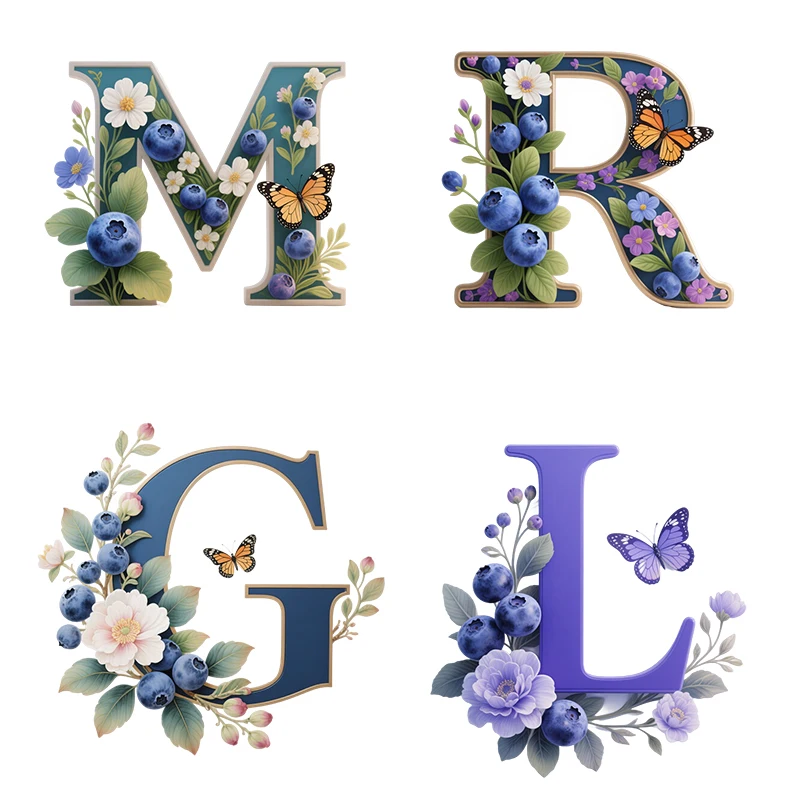 Three Ratels CAB111 Beautiful Blueberry Alphabet Art Stickers for Home Decoration Celebration decals Motorcycle and car decals