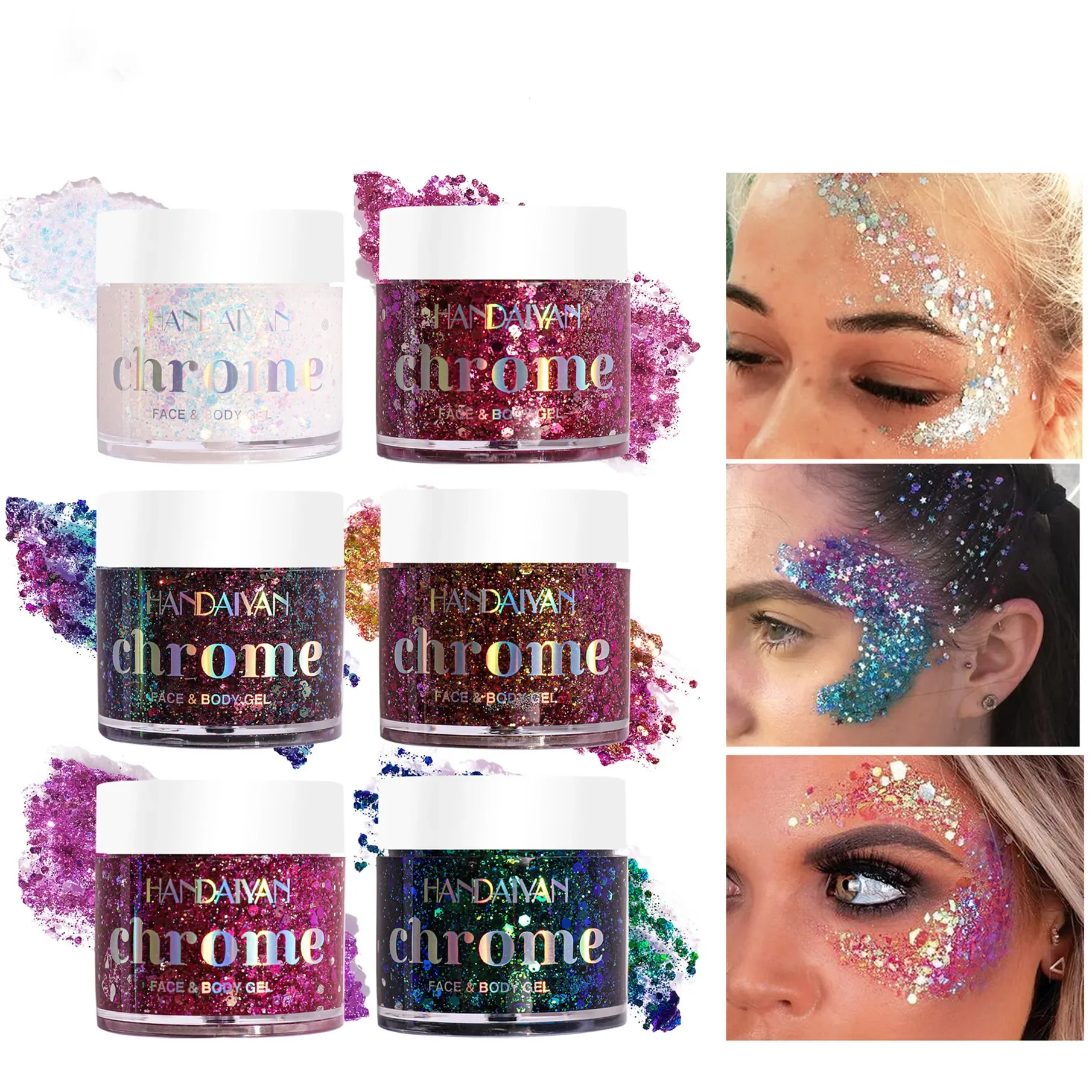 Body Glitter Gel Długotrwały wodoodporny cień do powiek Stage Party Glitter Eyeshadow Hair Face Body Glitter Cream Diamond Makeup