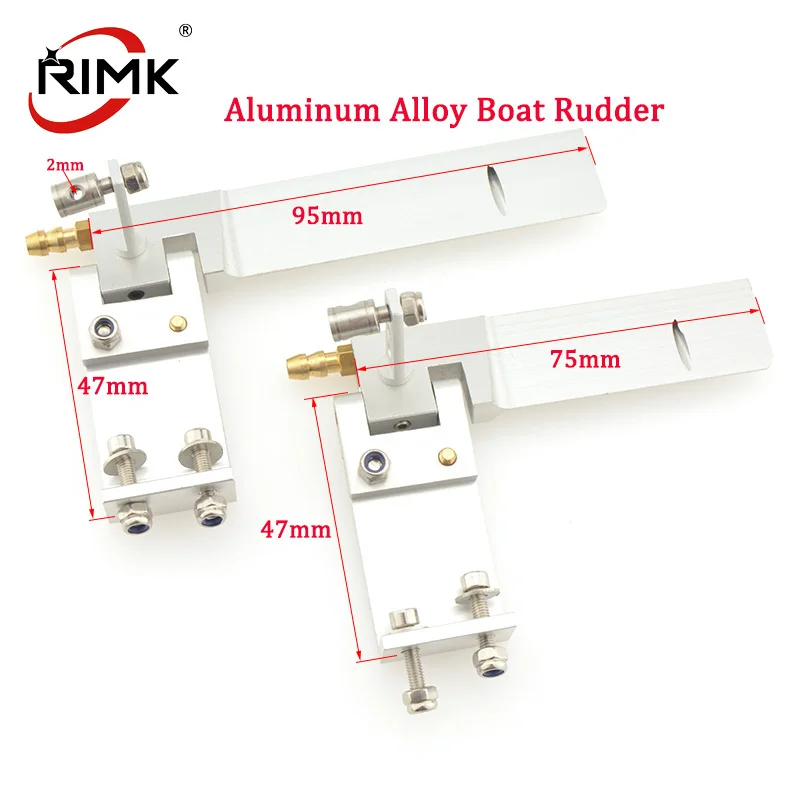 DIY RC Boat Aluminum Alloy Rudder 75mm/95mm for RC Brushless Electric Boat higth Quality Accessories 1pc