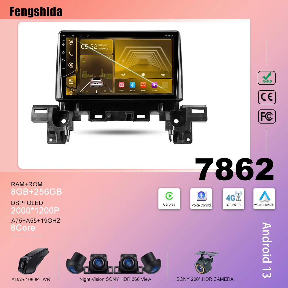 

Android Radio For Mazda CX-5 2 II KF 2017 - 2023 No 2din DVD Dash Cam HDR QLED Screen Mirror Link Rear Camera Bluetooth BT 7862