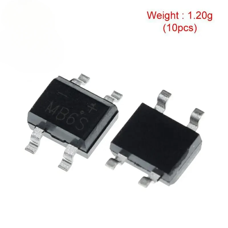 10pcs 600V 0.5A SOP-4 SMD ponte de diodo retificador mb6s