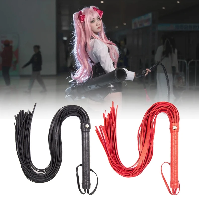 

High Quality Pu Leather Pimp Whip Racing Riding Crop Party Flogger Hand Cuffs Queen Black Horse Riding Whip