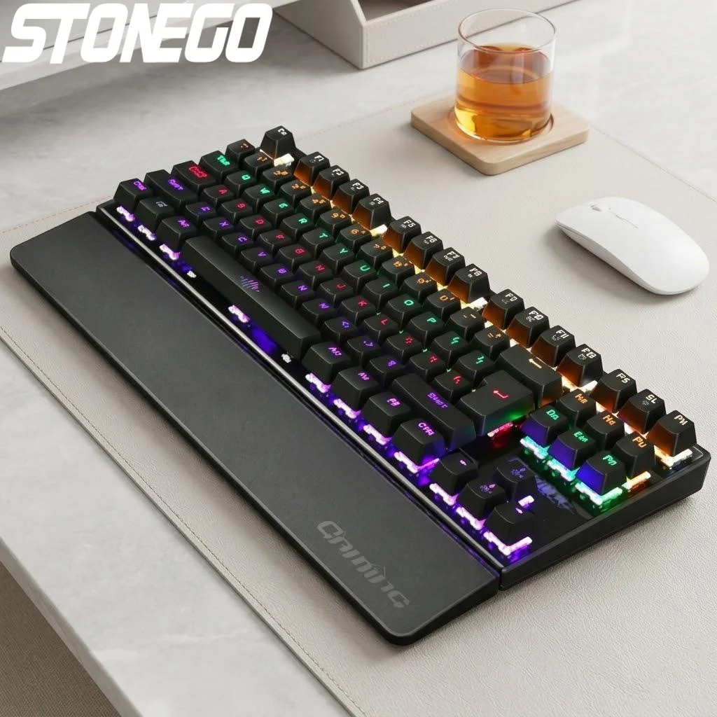 RGB Mechanical Gaming Keyboard Wired USB 26 Keys Anti-ghosting Backlit Illuminated Keyboard for Gamers Office Use
