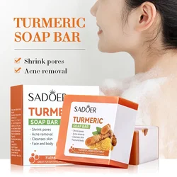 SADOER Turmeric Soap Body Cleaning Lightening Dark Underarm Leg Body Cleansers Brightening Face Soap Tender Skin Care Beauty