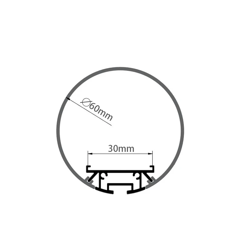 60 مللي متر جولة Led الألومنيوم الشخصي تعليق السقف الخطي مع غطاء الناشر شريط قناة الألومنيوم #2