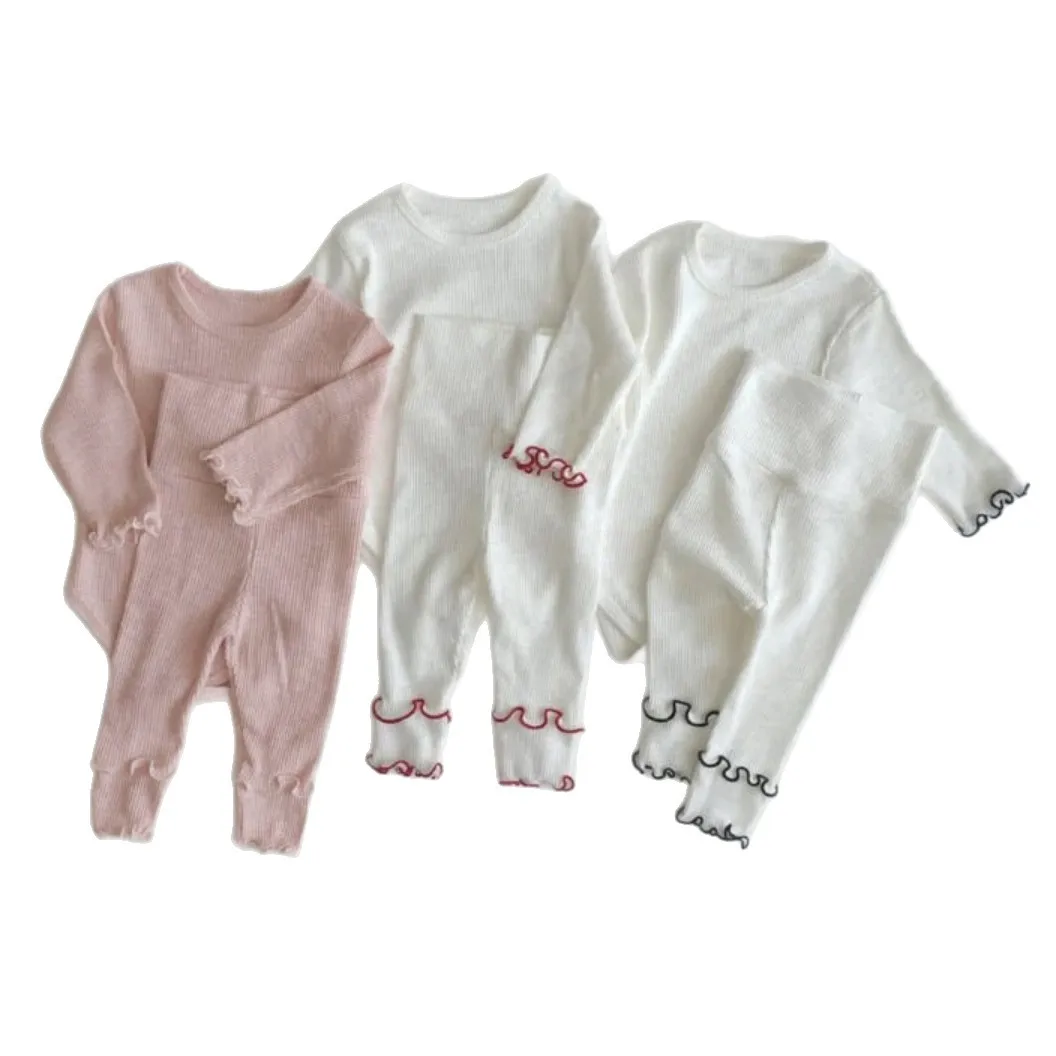 2026 ربيع جديد الأطفال طويلة الأكمام ملابس المنزل مجموعة الفتيات مضلع منامة 3 قطعة دعوى الرضع طفل لينة ملابس مريحة #6