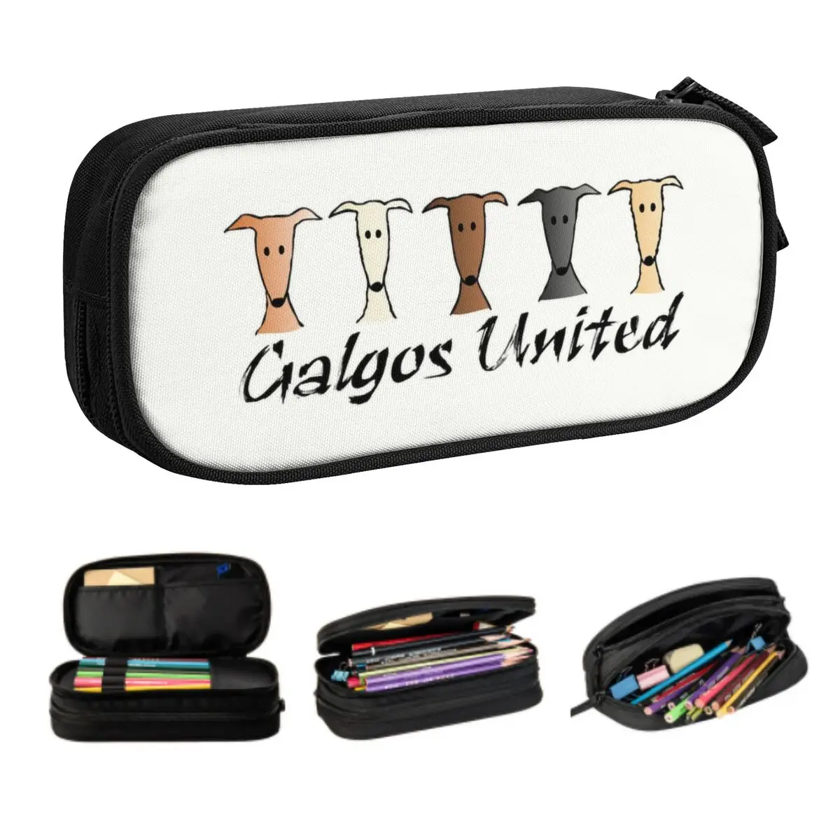 

Милые пеналы Galgos United Greyhound на заказ для девочек и мальчиков, большая сумка-карандаш для собак уиппет борзая, школьные принадлежности