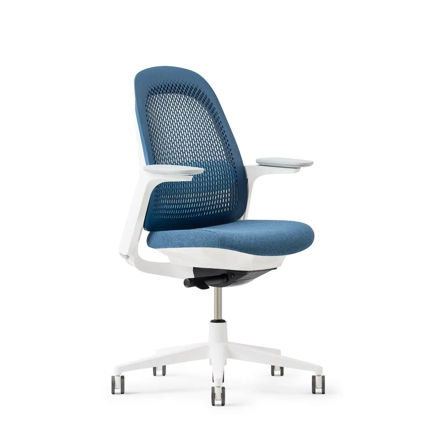 

Office Chair - Ergonomic Desk Seat with Height-Adjustable Lumbar Support, White Trim, Duo-Tone Hard Casters,, Customized