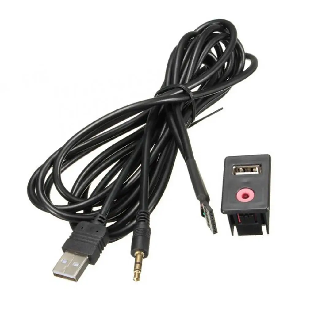 USB AUX Adapter Socket 3.5mm Jack Car board Mounted Extension Cable image 5