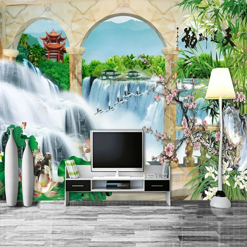 

Custom Modern Wallpaper 3D Landscape Waterfall Painting Mural Photo Wallpaper For Walls 3D Living Room Bedroom Study Home Decor