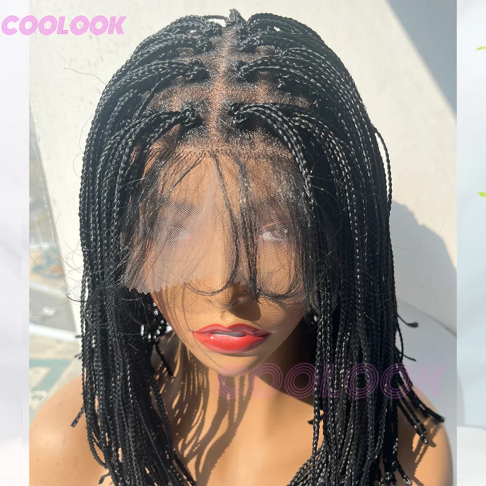 

Синтетические 6*6 парики фронта шнурка 12 дюймов микроплетеные парики Cornrow Вязаный крючком Боб Парик шнурка для чернокожих женщин Короткие боб мини-косички парики