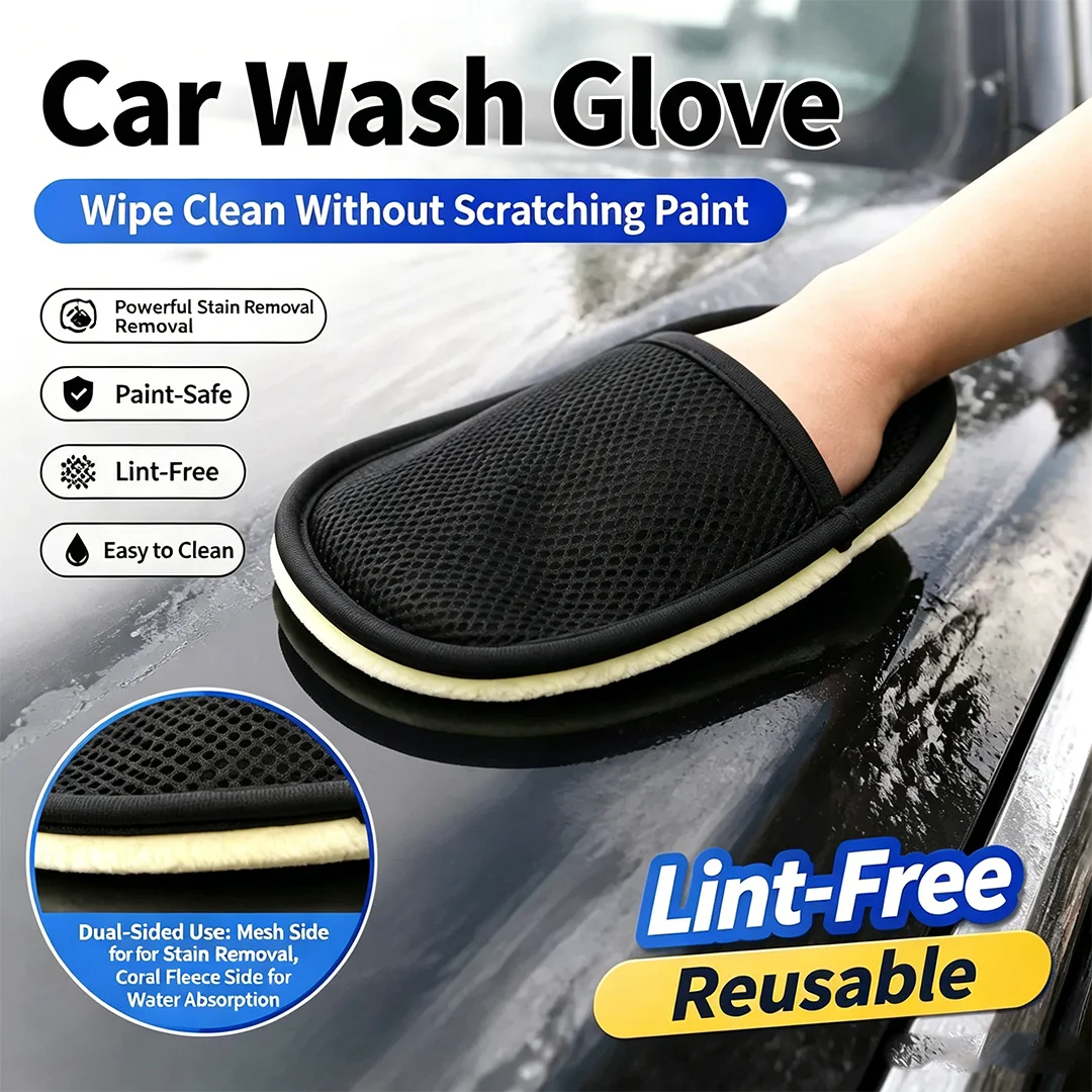 Reusable Thickened Microfiber Car Cleaning Sponge, High Water Absorption Pad for Auto Interior Exterior & Household Cleaning