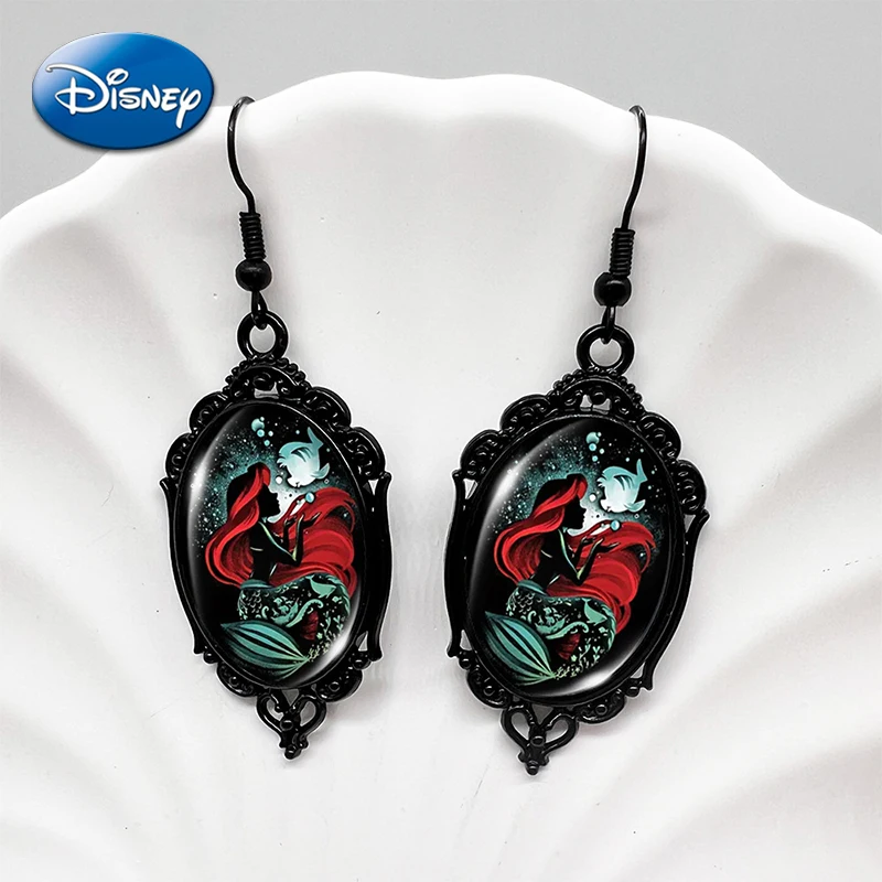 Disney Princess Gemstone Earrings Ariel Snow White Cartoon Jewelry Accessories Pendant Ear Studs Women Girls Halloween Christmas