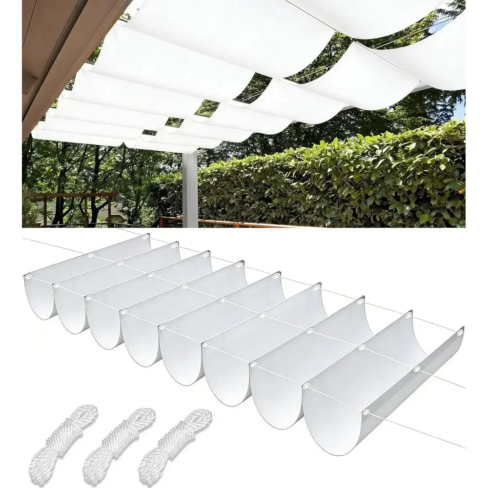 Retractable Wave Awning Cover Waterproo 8x30 T with Grommets Retractable Shade Sail Replacement Pergola Awning or Outdoor Garden