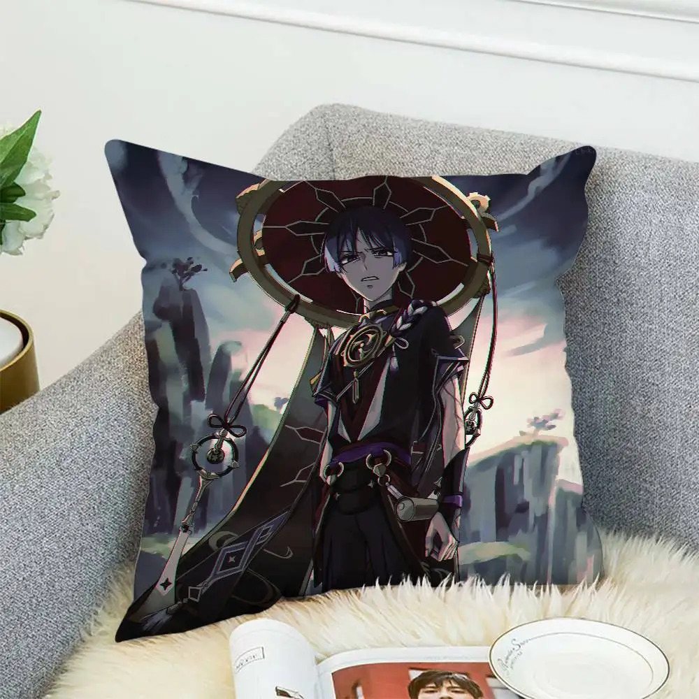 

Genshin Impact Wanderer Pillow Case Double-Sided Printing Cushion Cover 45x45 Decorative Cushions Sofa Home Decor Soft Pillowcas